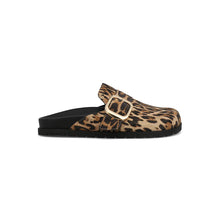 Load image into Gallery viewer, MIA Shoes Gilia Mule – Leopard Print Slip-On Flat with Gold Buckle
