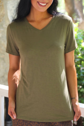 Jess Lea Basic Tee- Olive