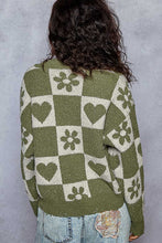Load image into Gallery viewer, POL V Neck Flower Print And Distress Point Sweater
