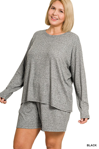 Zenana Short Set - Heathered Grey