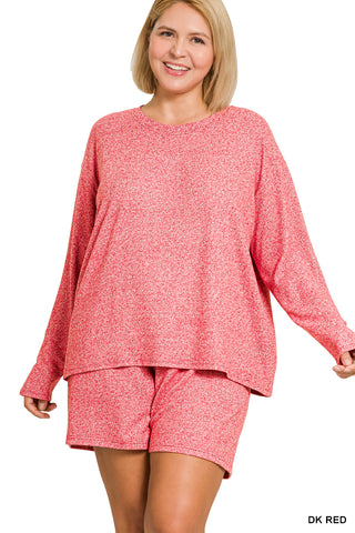 Zenana Short Set - Heathered Pink