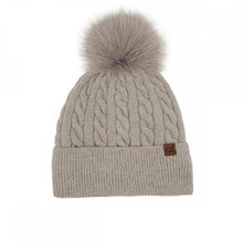 Load image into Gallery viewer, CC Cable Knit Pattern Pom Beanie – Classic Winter Hat with Pom
