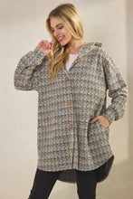 Load image into Gallery viewer, Heimish Long Puff Sleeve Checker Boucle Fabric Button Down Cardigan
