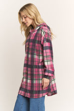 Load image into Gallery viewer, Heimish Long Sleeve Button Front Hooded Plaid Cardigan
