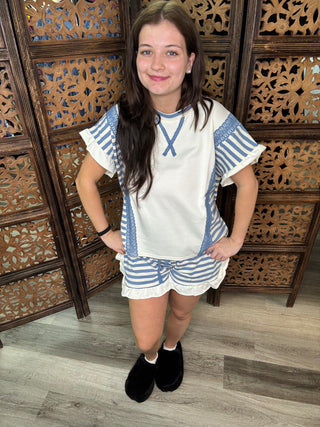 Fantastic Fawn Ruffle Shorts – Blue | Boutique Casual & Lounge Wear