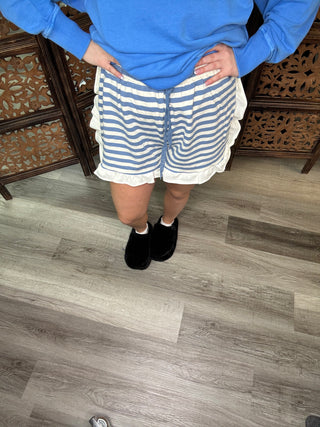 Fantastic Fawn Ruffle Shorts – Blue | Boutique Casual & Lounge Wear