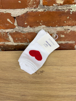 Zenana - Crew Socks with Red Heart - Black and Red