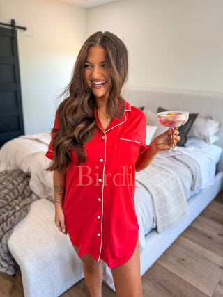 BIRDIE Tee Sleep Dress in Cherry Sorbet
