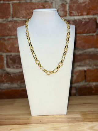 Gold Textured Link Chain Necklace