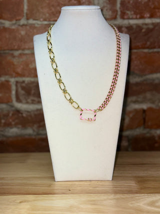 Pink & Gold Link Chain Necklace