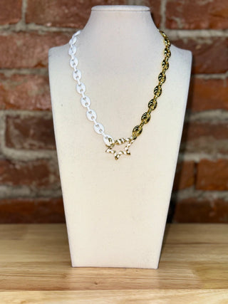 Two-Tone Star Link Chain Necklace