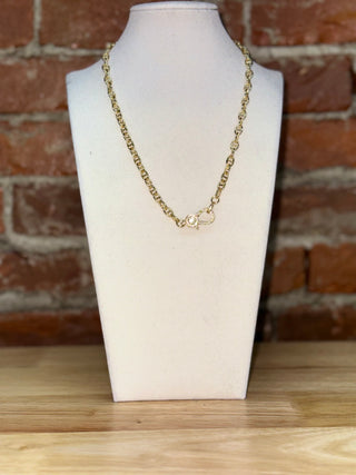 Gold Pavé Toggle Chain Necklace