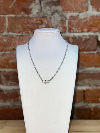 Silver Pavé Clasp Chain Necklace