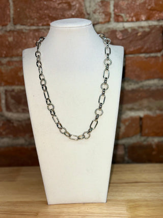 Silver Mixed Link Chain Necklace