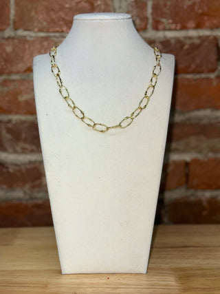 Gold Oval Link Statement Necklace