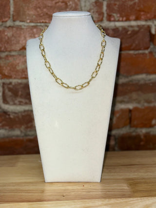 Gold Textured Paperclip Chain Necklace