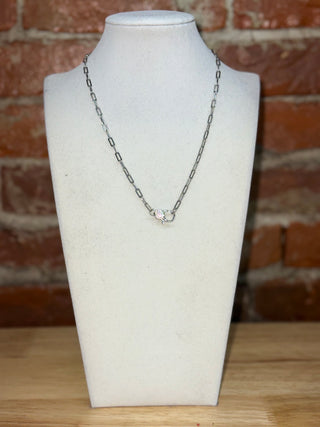 Gunmetal Crystal Link Necklace