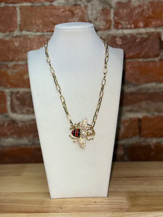 Gold Bee Pendant Necklace