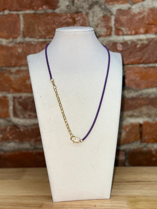 Purple Beaded Chain Necklace
