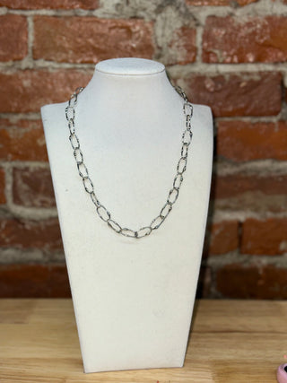 Silver Oval Link Chain Necklace