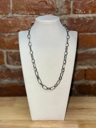 Silver Mixed Link Chain Necklace