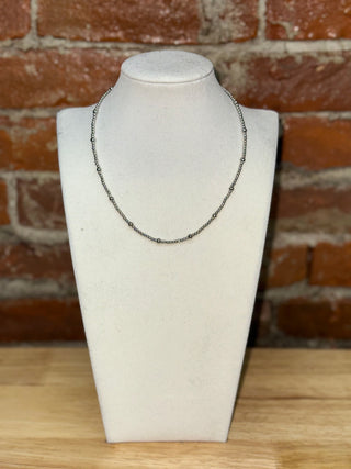 Gunmetal Beaded Chain Necklace