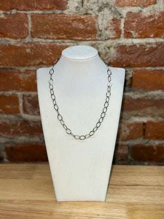Silver Oval Link Chain Necklace