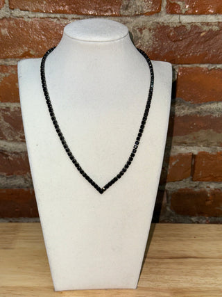 Black Crystal V-Shaped Necklace
