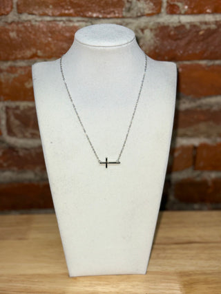 Black Cross Bar Necklace