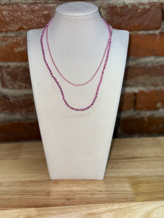 Pink Layered Chain Necklace