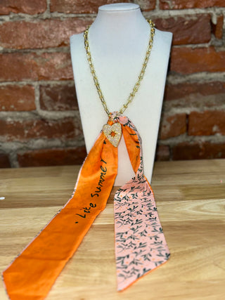 Heart Charm Scarf Necklace