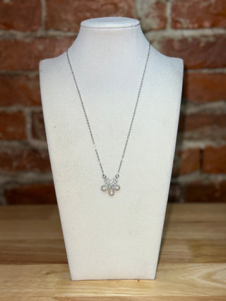 Silver Crystal Flower Necklace