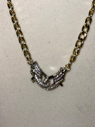 Gold Chain Necklace with Crystal Horseshoe Pendant