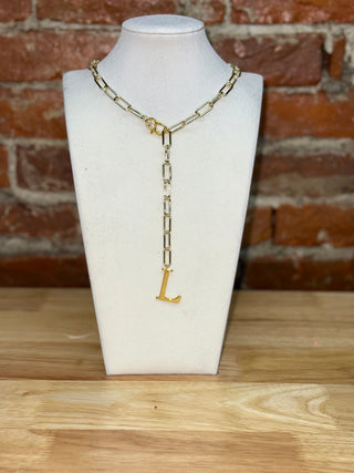 Gold Initial Drop Chain Necklace – Letter L