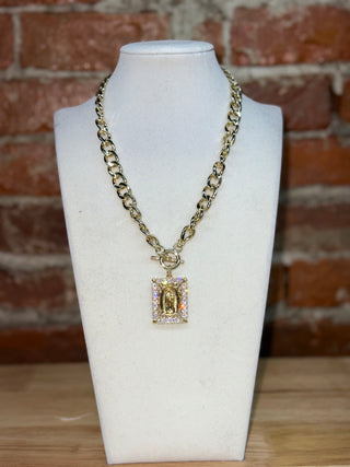 Gold Guadalupe Medallion Toggle Necklace