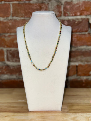 Multicolor Gemstone Tennis Necklace