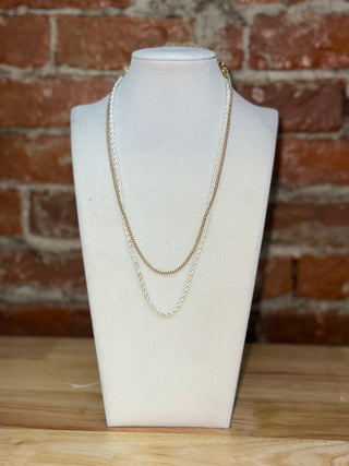 Layered Gold & Ivory Chain Necklace