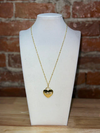 Gold LOVE Heart Pendant Necklace