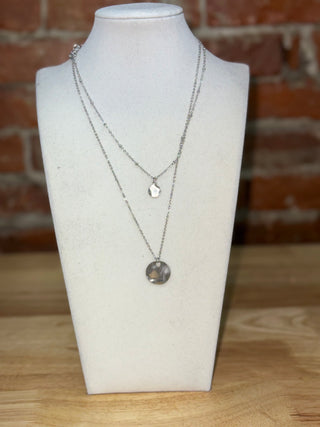 Layered Silver Pendant Necklace Set