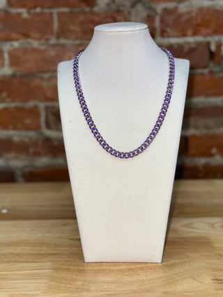Purple Crystal Cuban Link Necklace