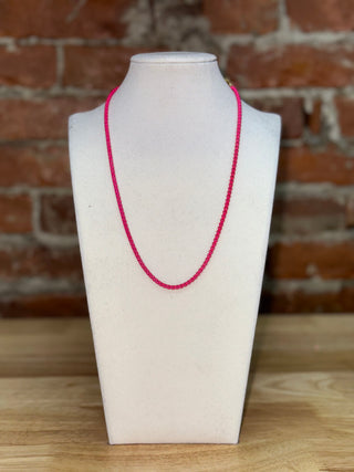 Hot Pink Crystal Tennis Necklace