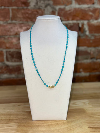 Turquoise Beaded Necklace with Gold Accent Clasp