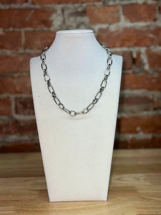 Silver Mixed Link Chain Necklace