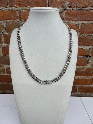 Silver Cuban Chain Necklace