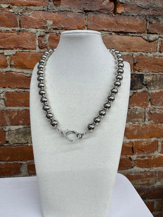Silver Beaded Statement Necklace