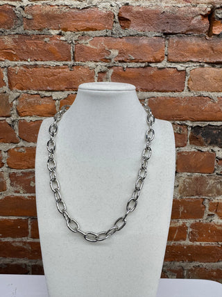Classic Silver Paperclip Chain Necklace