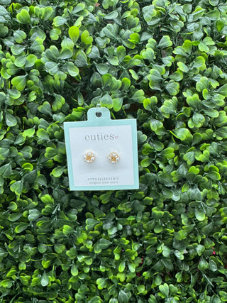 Cuties Gold Pearl Cluster Stud Earrings