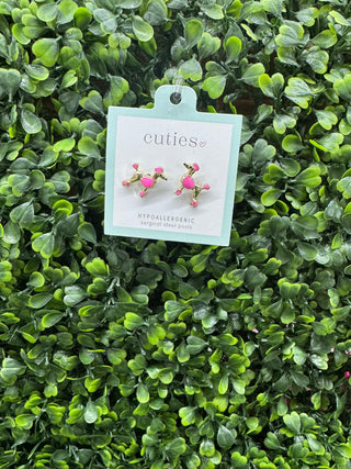 Cuties Pink Poodle Stud Earrings
