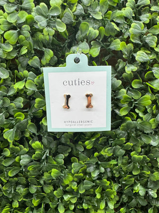 Cuties Gold Dog Bone Stud Earrings