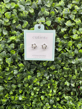 Cuties Silver Pearl Flower Stud Earrings